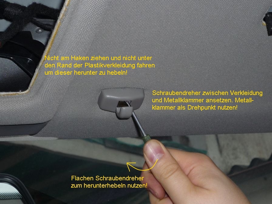 Halterung / Clip an Sonnenblende ersetzen am Sonnenschutz im Audi