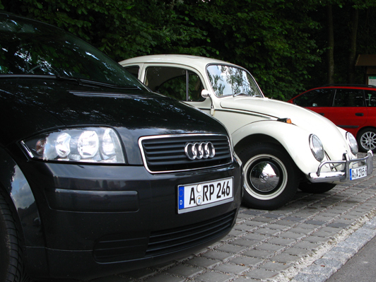 VW-Käfer versusu Audi A2, zwei Design Klassiker
