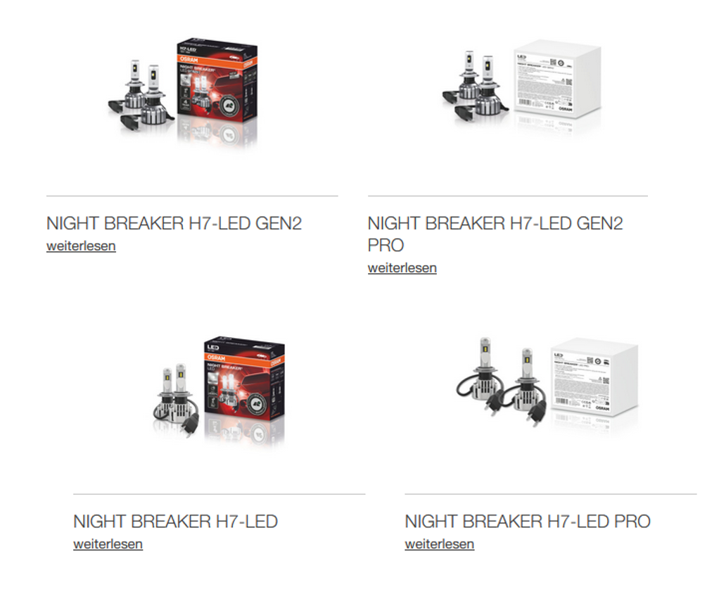 OSRAM H7 LED Night Breaker mit Straßenzulassung AUSWAHL: LEDs
